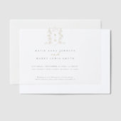 Monogram hart kroon wit goud bruiloft vellum uitnodigingen (Offset)