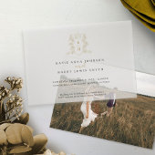 Monogram hart kroon wit goud bruiloft vellum uitnodigingen