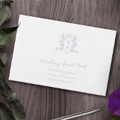 Monogram hart kroon wit zilveren bruiloft gastenboek