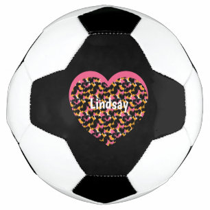 Monogram Hart Luipaard Dierenprint Naam Voetbal