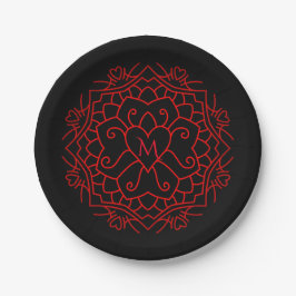 Monogram hart Mandala Papieren Bordje
