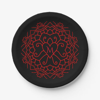 Monogram hart Mandala Papieren Bordje