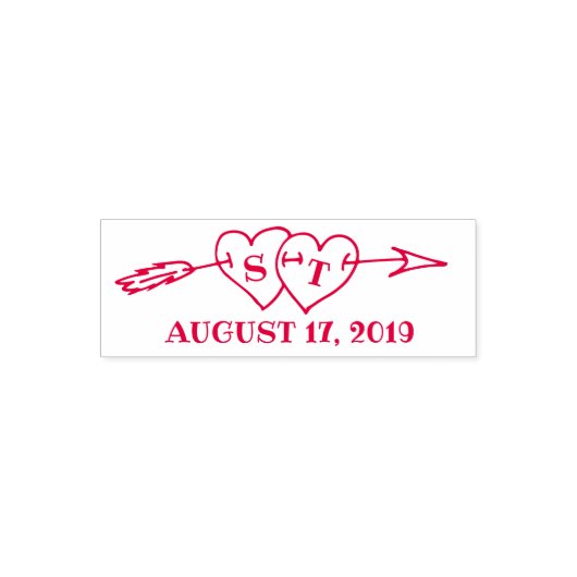 Monogram hart met Pijl-bruiloft Opslaan Datum Zelfinktende Stempel (Design)