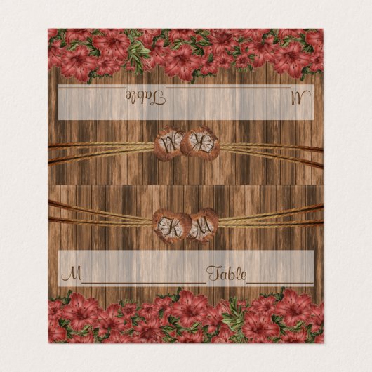 Monogram hart met Roos Lily | Kaarten plaatsen (Buitenkant ongevouwen)