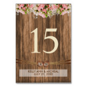 Monogram hart met roze rozen kaart (Voorkant)