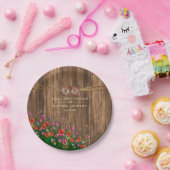 Monogram Hart met Spring Wildflowers Papieren Bordje (Feest)