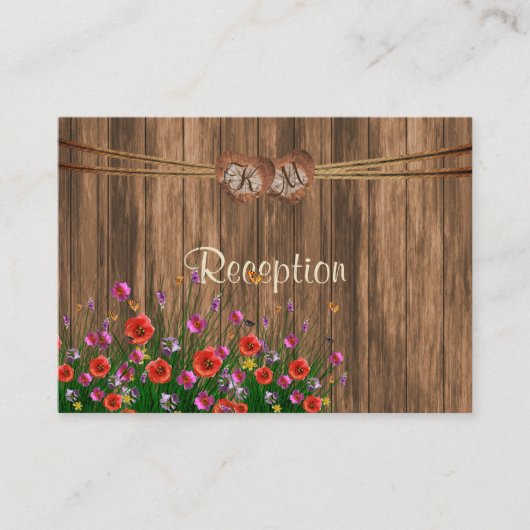 Monogram hart met wilde bloemen - Ontvangst Informatiekaartje (Voorkant)