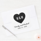 Monogram hart Modern Save the Date Wedding Vierkante Sticker (Envelop)