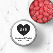 Monogram hart Moderne bruiloft Opslaan Datum Ronde Sticker