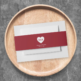 Monogram Hart Moderne Trouwdag Aangepaste Kleur Uitnodigingen Wikkel