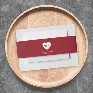 Monogram Hart Moderne Trouwdag Aangepaste Kleur Uitnodigingen Wikkel
