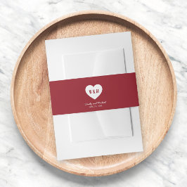 Monogram Hart Moderne Trouwdag Aangepaste Kleur Uitnodigingen Wikkel