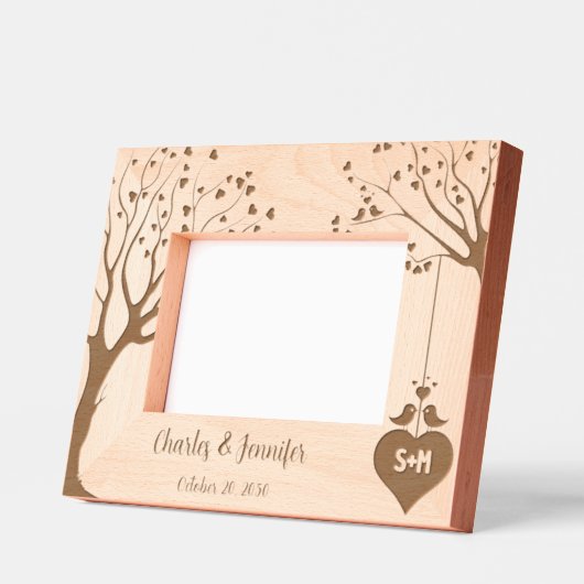 Monogram Hart Namen Koppel met Love Tree Ontwerp Gegraveerde Lijstjes (Links)