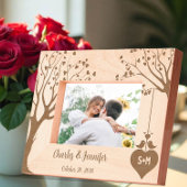 Monogram Hart Namen Koppel met Love Tree Ontwerp Gegraveerde Lijstjes