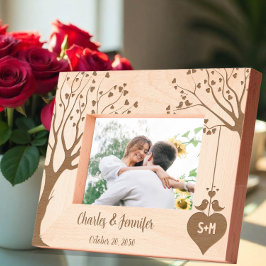 Monogram Hart Namen Koppel met Love Tree Ontwerp Gegraveerde Lijstjes