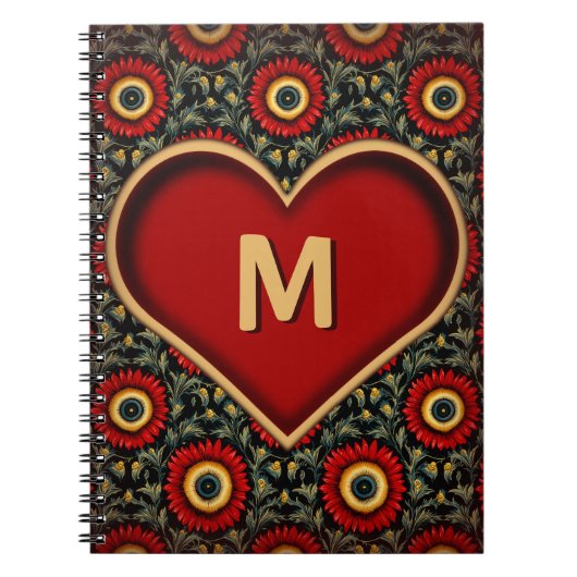 Monogram Hart Notitieboek met Aangepast Initiaal (Voorkant)