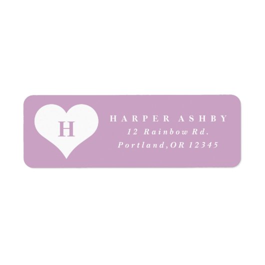 Monogram Hart Paars Retouradres Etiket (Voorkant)