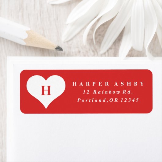 Monogram Hart Rode Retouradres Etiket (Insitu)