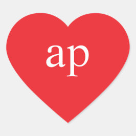 MONOGRAM HART STICKER | Initiaal rood hartmerk