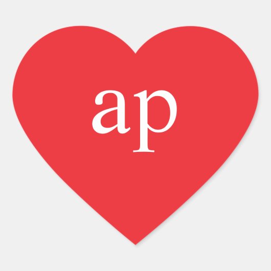 MONOGRAM HART STICKER | Initiaal rood hartmerk (Voorkant)