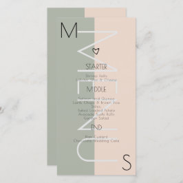 Monogram Hart Trouw Sage Roze Menu