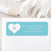 Monogram Hart Turkoois Retouradres Etiket (Insitu)