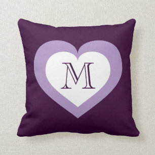 Monogram hart - wit en lavender kussen