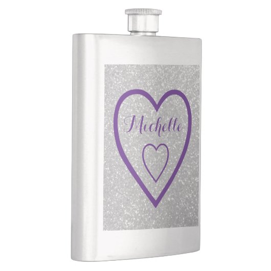 Monogram hart zilveren glitter heupkolf voor vrouw heupfles (Rechts)