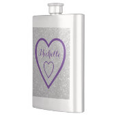 Monogram hart zilveren glitter heupkolf voor vrouw heupfles (Links)