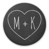 Monogram Hart Zwart Krijtbord Keramische Knop (Voorkant)