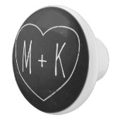 Monogram Hart Zwart Krijtbord Keramische Knop (Rechts)
