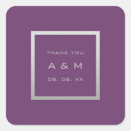 Monogram Hartelijk dank Grijze Lijst Zilver Weddin Vierkante Sticker