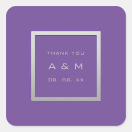 Monogram Hartelijk dank Grijze Lijst Zilver Weddin Vierkante Sticker