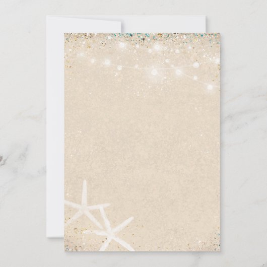 Monogram Harten in het Zandstrand Bruiloft Kaart (Achterkant)