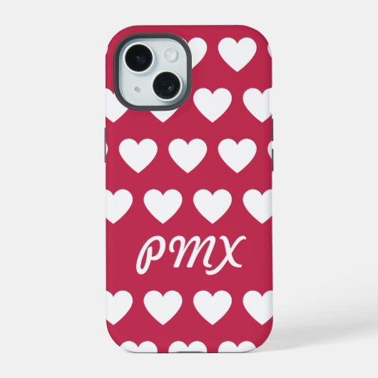 Monogram Harten iPhone / iPad hoesje 15 Case (Achterkant)