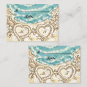Monogram Harten op het strand Place Card Plaatskaartje (Voorkant / Achterkant)