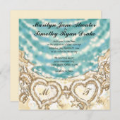 Monogram Harten op uitnodiging voor het huwelijk (Voorkant / Achterkant)