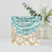 Monogram Harten op uitnodiging voor het huwelijk (Staand voorkant)