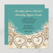 Monogram Harten op uitnodiging voor het huwelijk (Voorkant / Achterkant)