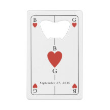 Monogram Harten Speelkaart Trouwbar Flesopener