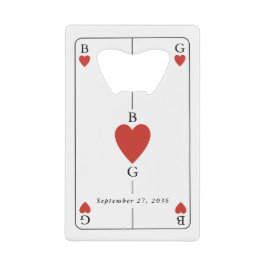 Monogram Harten Speelkaart Trouwbar Flesopener Creditkaart Flessenopener