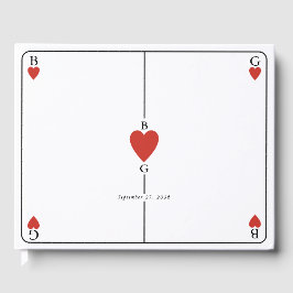 Monogram harten spelen Kaart bruiloft Gastenboek