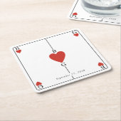 Monogram harten spelen Kaart bruiloft Kartonnen Onderzetters (Schuin)