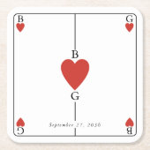 Monogram harten spelen Kaart bruiloft Kartonnen Onderzetters (Voorkant)