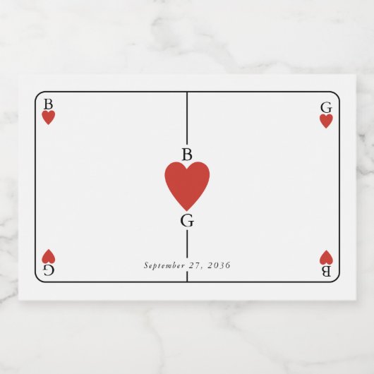 Monogram harten spelen Kaart bruiloft Likeurfles Etiket (Enkel label)