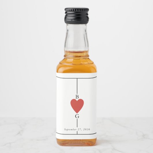 Monogram harten spelen Kaart bruiloft Likeurfles Etiket (Voorkant)