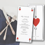 Monogram Harten Spelen Kaart Bruiloft Menu Kaart<br><div class="desc">Een uniek monogram harten spelen kaart stijl bruiloft ontwerp. Een indrukwekkend ontwerp dat elementen gebruikt van speelkaarten tot creëer en een uniek ontwerp voor bruidsbriefpapier. Een elegante rode hart bruiloft paar monogram. Een een van een soort speelkaart bruiloft menu kaart ontwerp met moderne elementen. Overeenkomende bruiloft uitnodigingen en andere briefpapier...</div>
