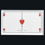 Monogram harten spelen Kaart bruiloft Plaatskaart Houder<br><div class="desc">Een uniek monogram harten spelen kaart stijl bruiloft ontwerp. Een indrukwekkend ontwerp dat elementen gebruikt van speelkaarten tot creëer en een uniek ontwerp voor bruidsbriefpapier. Een elegante rode hart bruiloft paar monogram. Een een van een soort speelkaart bruiloft plaats kaarthouder ontwerp met moderne elementen. Overeenkomende bruiloft uitnodigingen en andere briefpapier...</div>