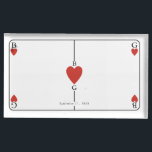Monogram harten spelen Kaart bruiloft Plaatskaart Houder<br><div class="desc">Een uniek monogram harten spelen kaart stijl bruiloft ontwerp. Een indrukwekkend ontwerp dat elementen gebruikt van speelkaarten tot creëer en een uniek ontwerp voor bruidsbriefpapier. Een elegante rode hart bruiloft paar monogram. Een een van een soort speelkaart bruiloft plaats kaarthouder ontwerp met moderne elementen. Overeenkomende bruiloft uitnodigingen en andere briefpapier...</div>