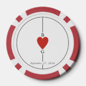 Monogram harten spelen Kaart bruiloft Poker Chips (Achterkant)